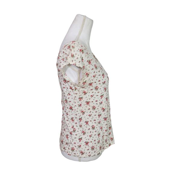 Mossimo short sleeve tshirt size medium floral zip back cotton - Picture 2 of 6